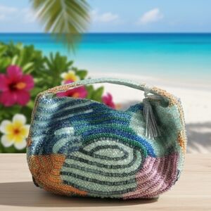 New Tropical Colorful Beaded Mini Hand Bag